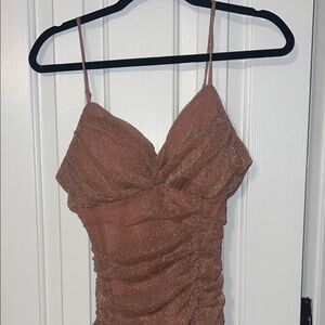 Shimmering Ruched Dress with Spaghetti Straps